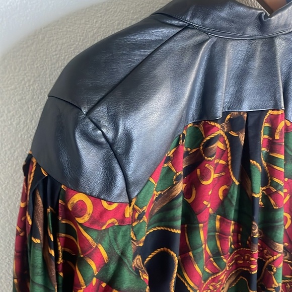 KELLI KOURI LEATHER Shirt Top Horseshoe‎ Rope Vintage Festival Country Concert S - Picture 7 of 9